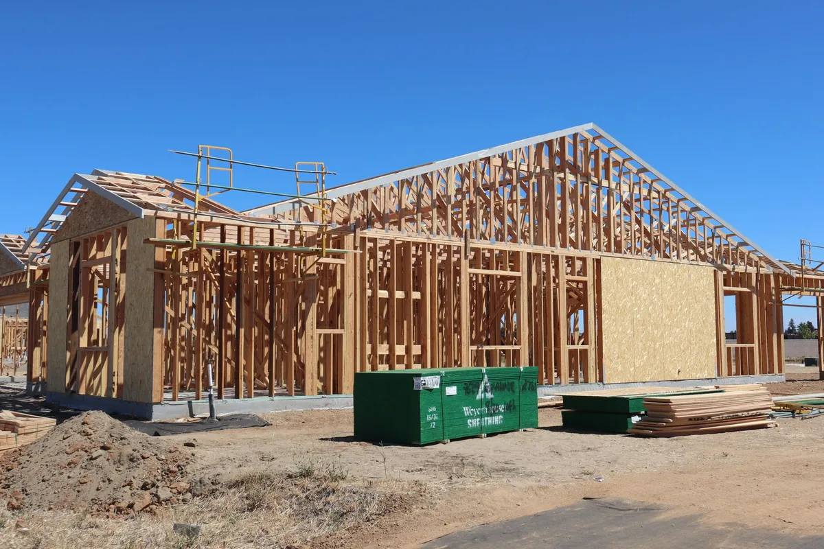 Wood framing of a new home under construction