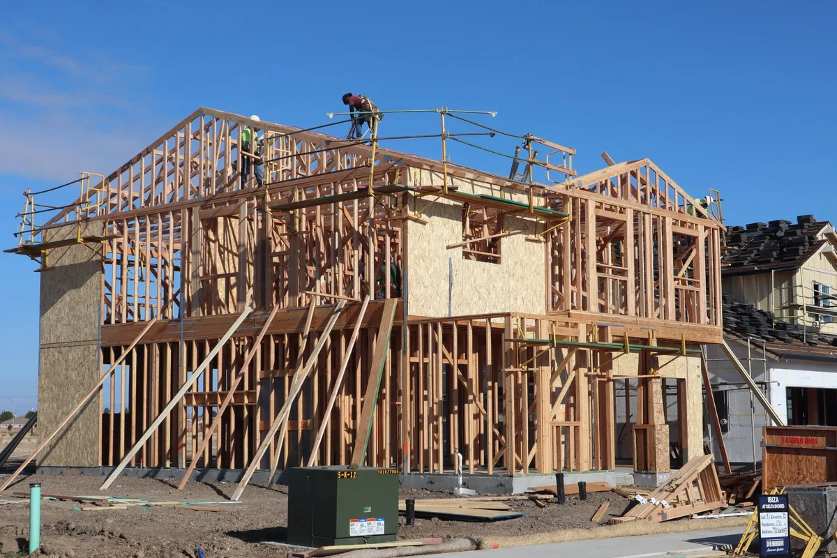 Wood framing of a new two-story house